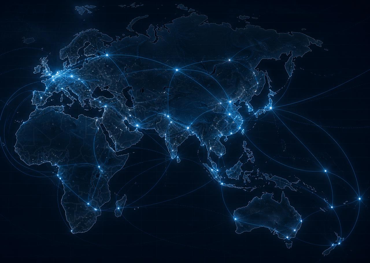 Illustrated freight route network map